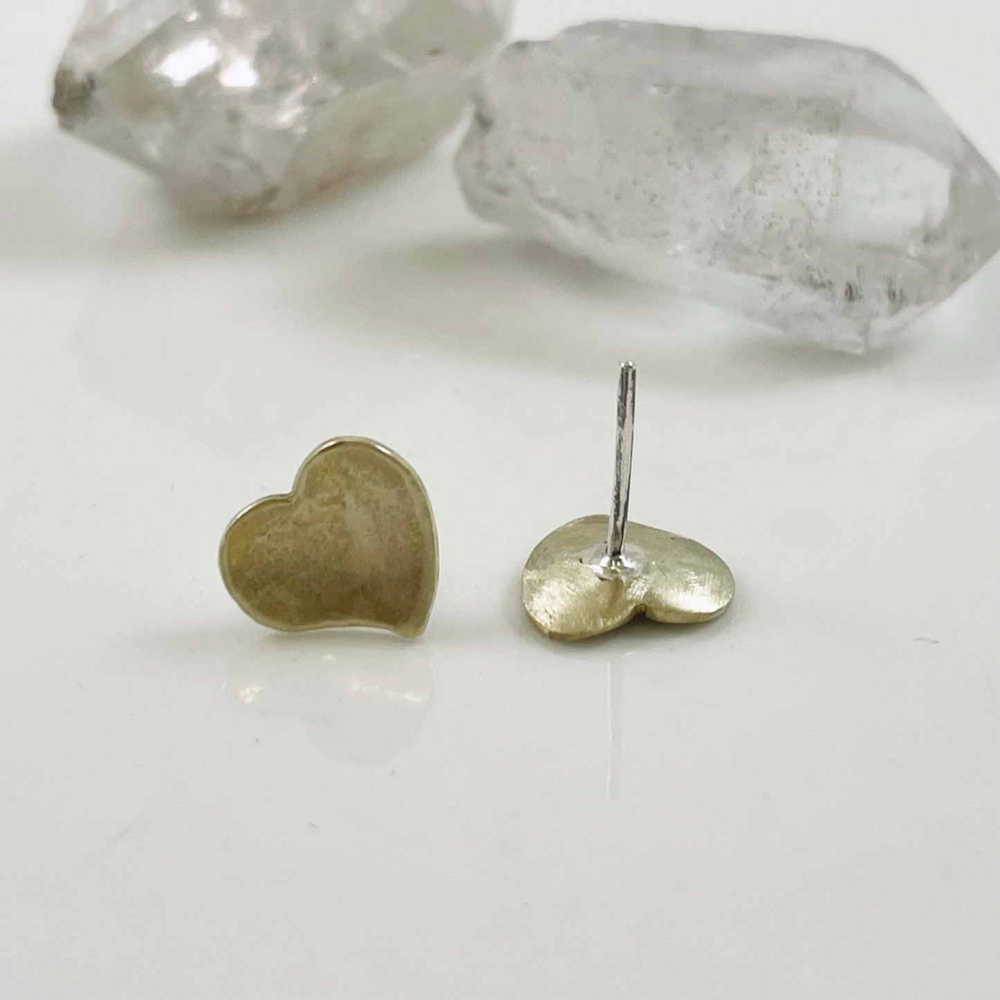 Brass Hearts Post Earrings