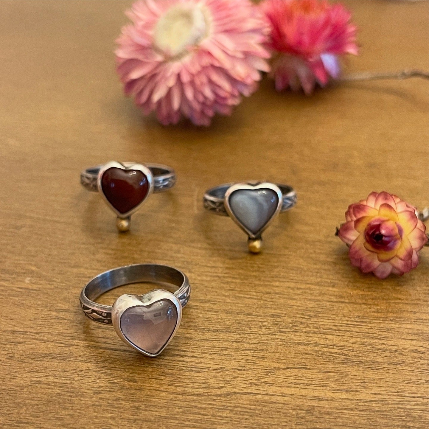 Gray Agate Heart Ring