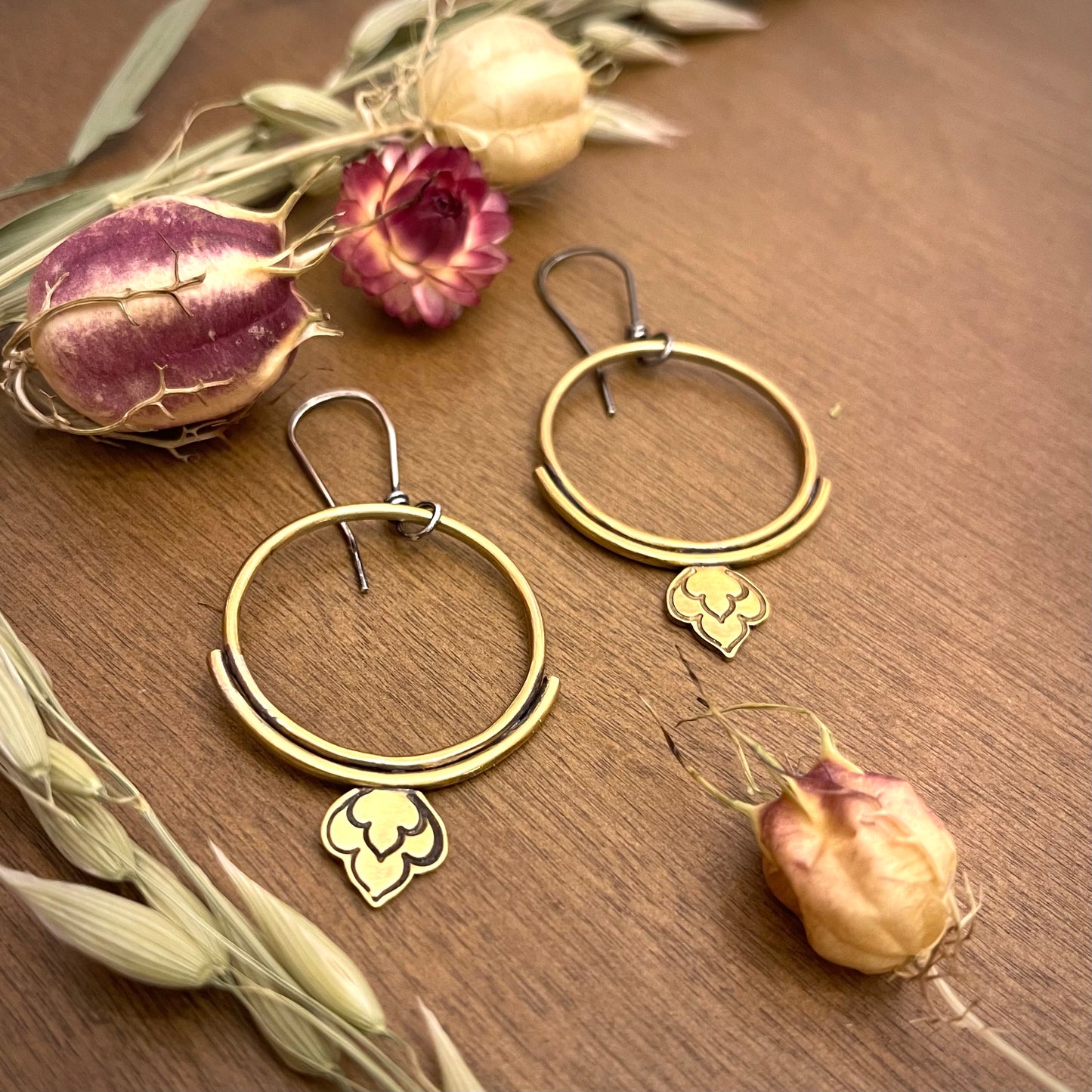 Lotus Hoop Earrings