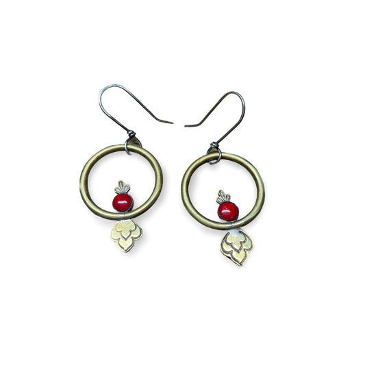 Red Coral Lotus Earring
