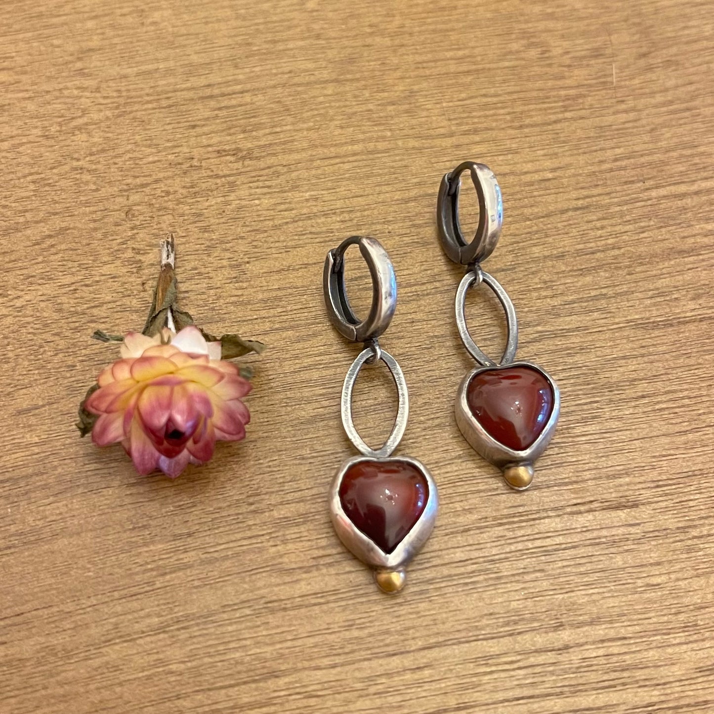 Carnelian Heart Earrings