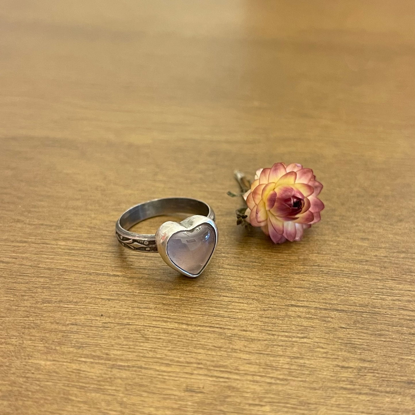 Rose Quartz Heart Ring