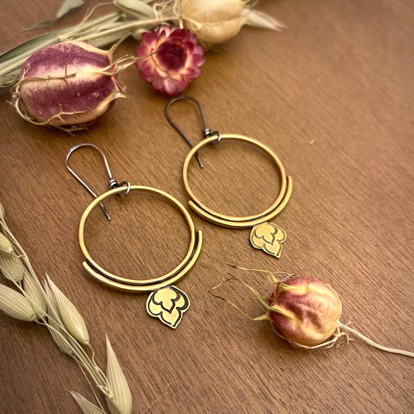 Lotus Hoop Earrings