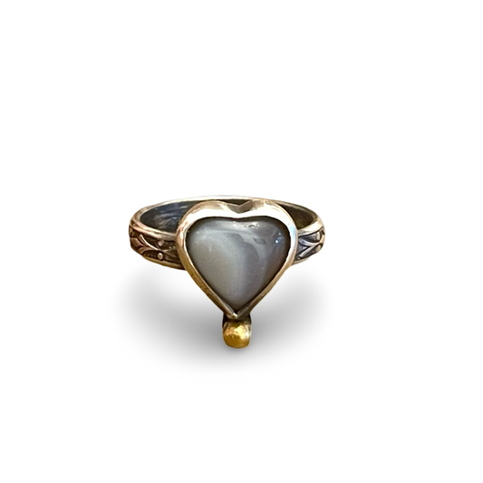 Gray Agate Heart Ring