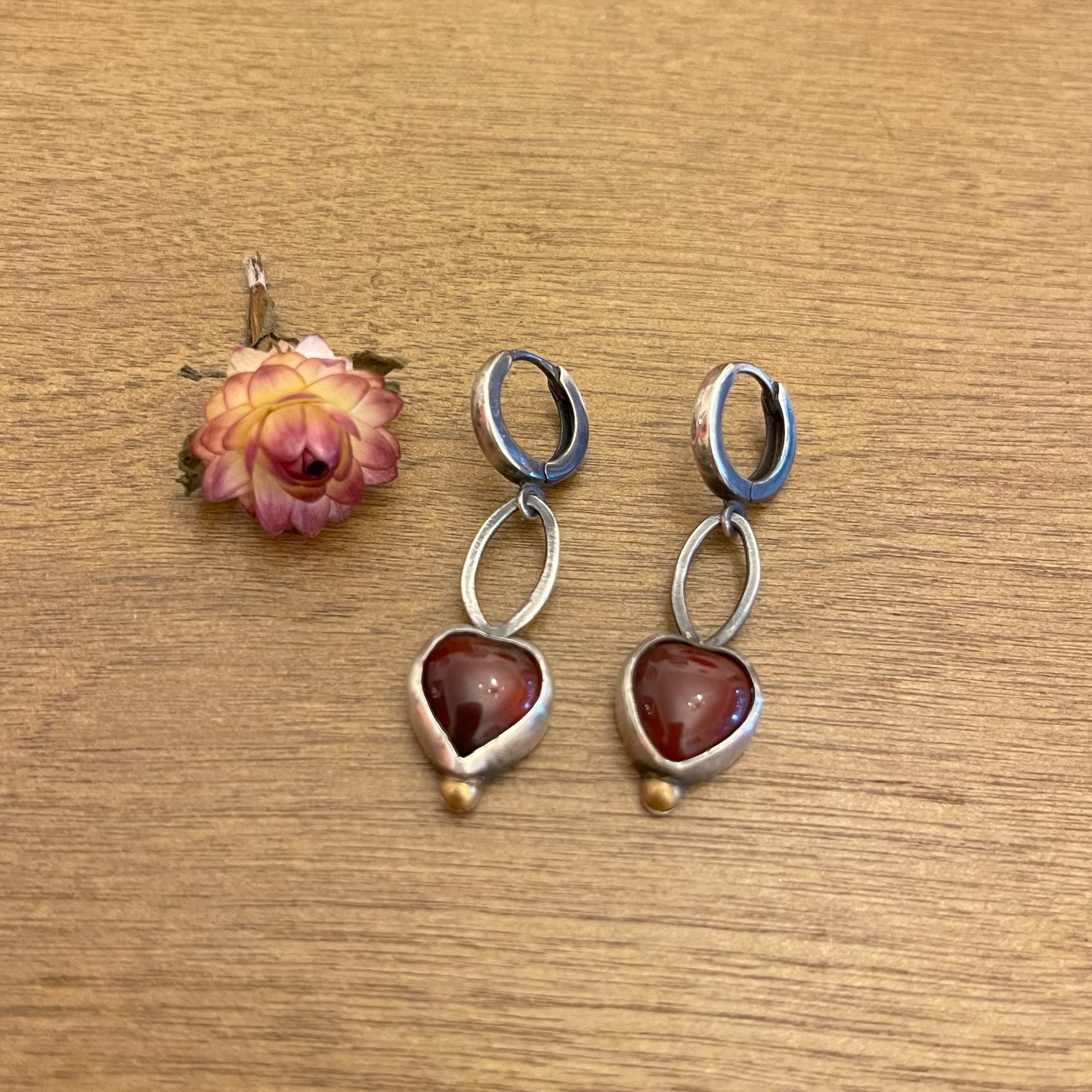 Carnelian Heart Earrings