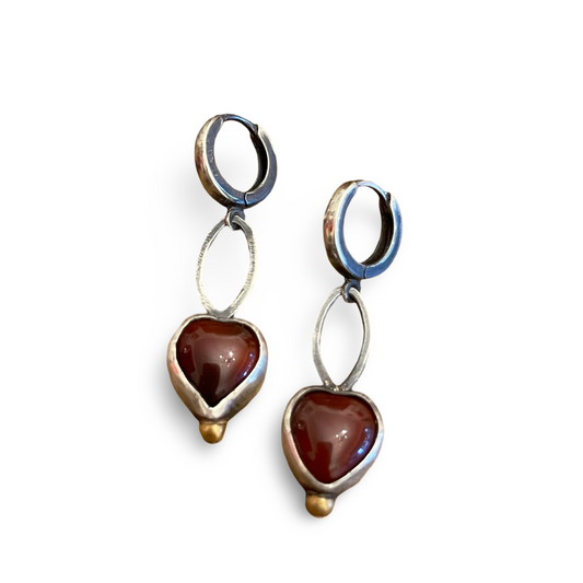 Carnelian Heart Earrings