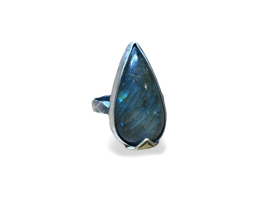 Pear Lotus Labradorite Ring